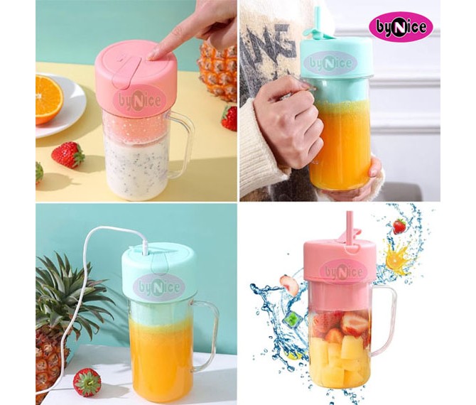 Juicer with straw HS LL898 ( Blue and Pink)